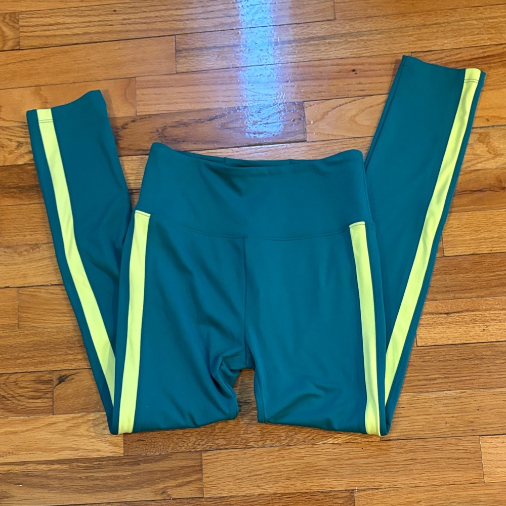 Women’s Lou & Grey Softblend Leggings - Green, Yellow Stripes - NWT, size XS